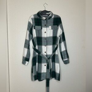 SHEIN Plaid Print Belted Shirt Dress / Long Flannel Belted Jacket